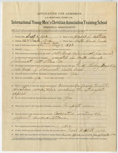 Harold Keltner admission application (class of 1915)