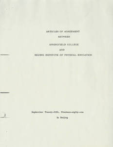 Articles of Agreement between Springfield College and Beijing Institute of Physical Education (Sept. 25, 1981)