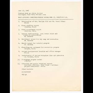Agenda for Host Advisory Committee meeting on June 15, 1965