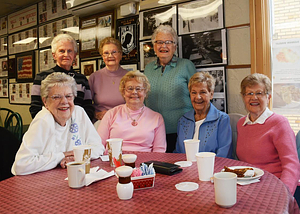 Women's Breakfast Club- Standing, Dorothy Millerick, Ellen Leary, Maureen Ford. Seated, Margaret McClusky, Barbara Pettee, Joan Bangs, Cathy Currier