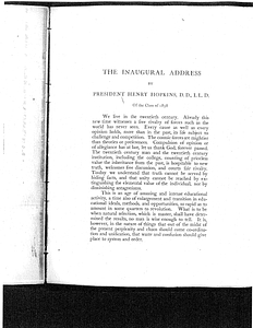 Induction Address of President Henry Hopkins