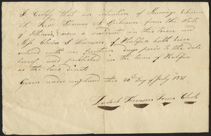 Marriage Intention of Reverend Thomas A. Spilman of Illinois and Clara S.Thomson, 1831