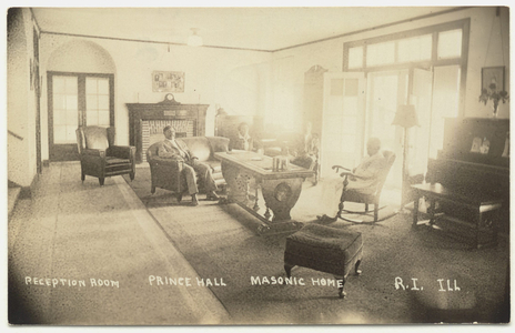 Reception room. Prince Hall. Masonic Home. R.I. Ill. postcard, about 1927