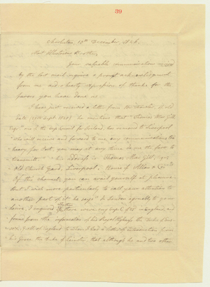 Letter from Moses Holbrook to John James Joseph Gourgas, 1826 December 13