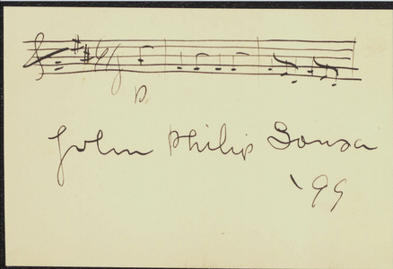 Card signed by John Philip Sousa, 1899