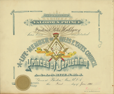 Masonic Membership Certificates