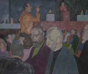 "Untitled (Town Meeting)" Joan Pereira (1933 - )