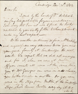 Letter from Benjamin Waterhouse to a Mr. Gourgas