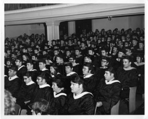 View of the audience at the 1969 Suffolk University commencement
