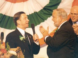 John Joseph Moakley and Stephen Lynch at the Saint Patrick's Day breakfast, March 1998