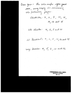 Handwritten report to John Joseph Moakley from Cindy Buhl regarding feedback on Jesuit murder case John Joseph Moakley supplied her