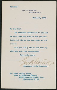 Letter, April 18, 1902, Theodore Roosevelt to James Jeffrey Roche