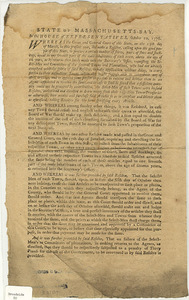 State of Massachusetts-Bay : In the House of Representatives, October 10, 1778. Whereas the Great and General Court of this State, on the 13th day of March, in this present year, did make a Resolve, calling upon the good people of this State, to procure a certain number of shirts, pairs of shoes and stockings...