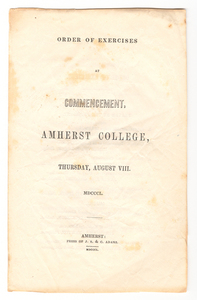 Amherst College Commencement program, 1850 August 8