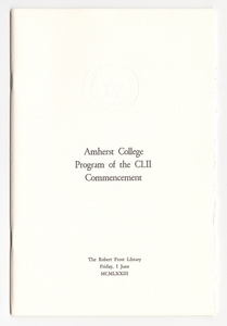 Amherst College Commencement program, 1973 June 1