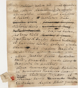 Document regarding the conferral of master's, doctoral, and honorary degrees, 1838