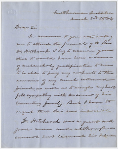 Joseph Henry letter to William Augustus Stearns, 1864 March 3