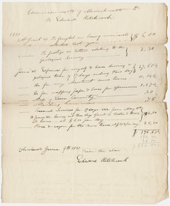 Edward Hitchcock geological survey expense account, 1831 April to 1831 June