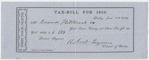 Edward Hitchcock receipt of payment to the town of Hadley, 1859