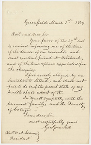 George Grennell letter to William Augustus Stearns, 1864 March 1