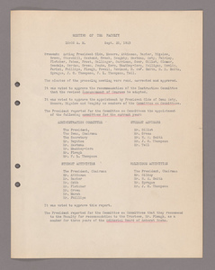 Amherst College faculty meeting minutes 1923/1924
