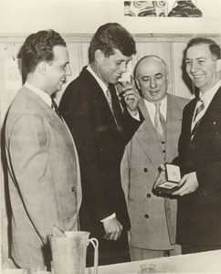 Award presentation to Senator John F. Kennedy by Jack Marcou of Jewish War Veterans