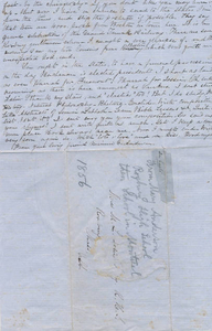 1856 letter to Roxbury High School student (back)