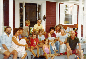 Family portrait red house