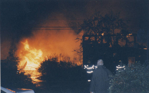 Barn burning at the historic Jonathan Turner House