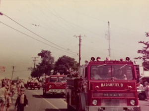 Fire engines in Marshfield bicentennial parade