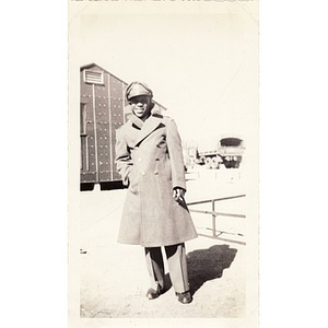 Jean Miller in uniform at an unidentified army base