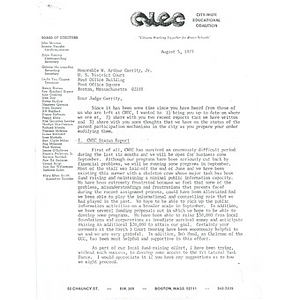 Letter, Judge Garrity, August 5, 1977.