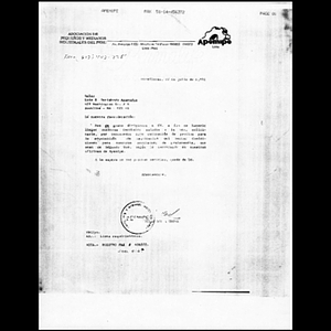 Asociacon de Pequenos y Medianos Industriales del Peru correspondence.
