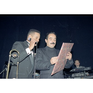 Willie Colon with José Masso on stage at Cultura Viva.