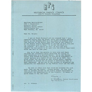 Letter, Mattleen Wright-Harris, May 20, 1981.