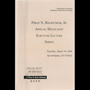 Philip N. Backstrom, Jr. Annual Holocaust Survivor Lecture Series