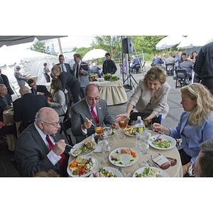 Guests eating at the reception for the George J. Kostas Research Institute for Homeland Security groundbreaking ceremony