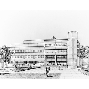 Drawing of Snell Library exterior