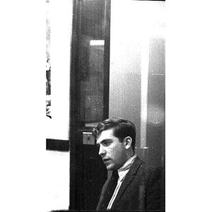 Young man sitting in the WNEU studio