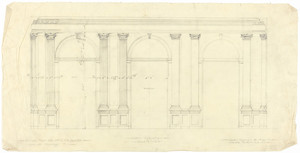 Dining room elevation, west, 3/4 inch scale, residence of E. H. G. Slater, "Hopedene", Newport, R.I., (1898) 1902-3.