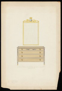 "Bureau of Maple with Painted Decoration. Gold Mirror.1999"