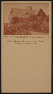 Trade card for Frank Chouteau Brown, architect, No. 9 Mt. Vernon Square, Boston, Mass., undated
