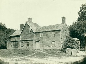 Exterior view of Browne House before restoration, Watertown, Mass., undated