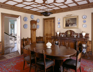 Dining room showing furniture and doorway, Codman House, Lincoln, Mass.