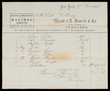 A. Rumrill & Co., June 17, 1858, receipt