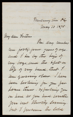Thomas Lincoln Casey to General Silas Casey, May 10, 1875