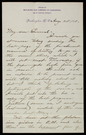 [Bernard R.] Green to Thomas Lincoln Casey, August 25, 1890 (2)