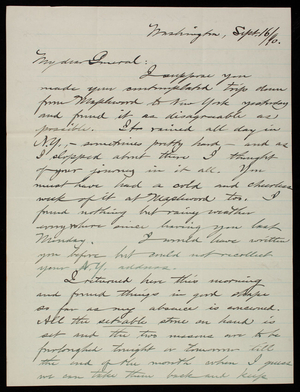 [Bernard R.] Green to Thomas Lincoln Casey, September 16, 1890
