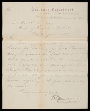 [William] Lawrence to Thomas Lincoln Casey, December 29, 1881