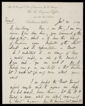 [William P. Craighill] to Thomas Lincoln Casey, January 31, 1889